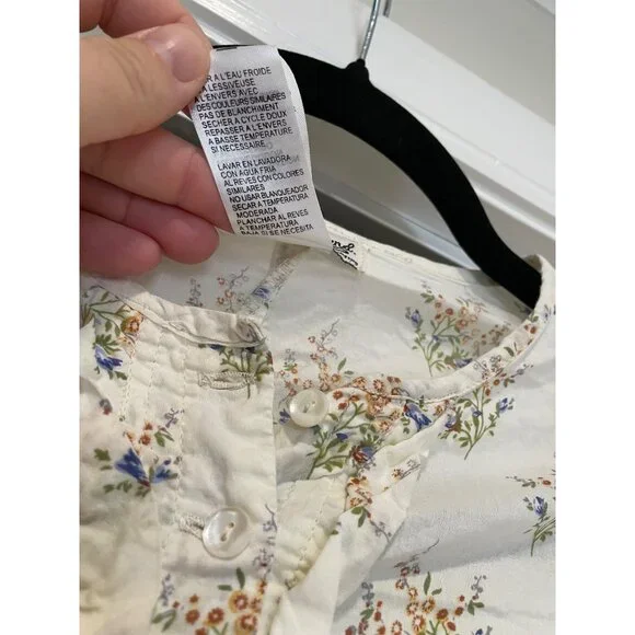 Lucky Brand Girls Floral Button Up Top Size XL (16) Bell Sleeves Ruffles Dainty - Picture 11 of 12